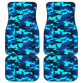 Blue And Black Camouflage Print Front and Back Car Floor Mats