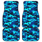 Blue And Black Camouflage Print Front and Back Car Floor Mats