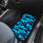 Blue And Black Camouflage Print Front and Back Car Floor Mats