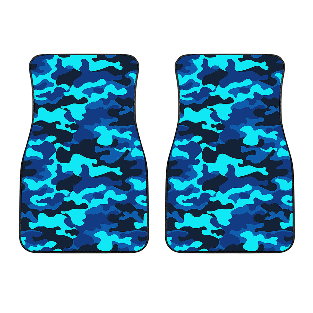 Blue And Black Camouflage Print Front Car Floor Mats