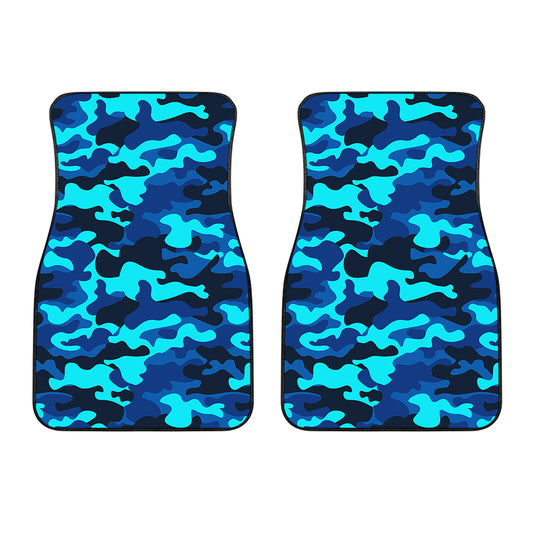 Blue And Black Camouflage Print Front Car Floor Mats