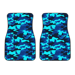 Blue And Black Camouflage Print Front Car Floor Mats