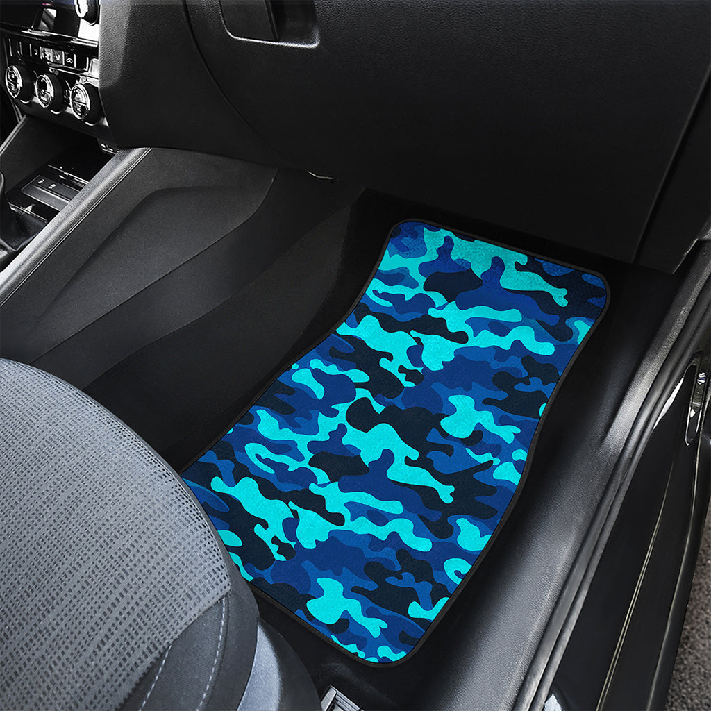 Blue And Black Camouflage Print Front Car Floor Mats