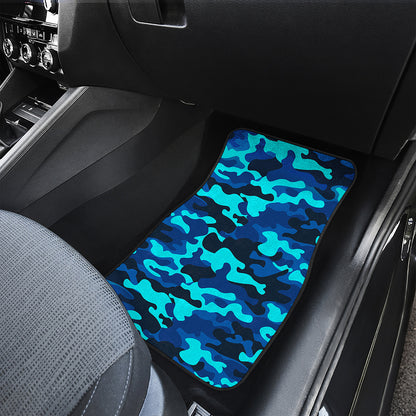 Blue And Black Camouflage Print Front Car Floor Mats