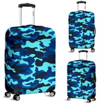 Blue And Black Camouflage Print Luggage Cover GearFrost