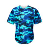 Blue And Black Camouflage Print Men's Baseball Jersey