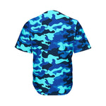 Blue And Black Camouflage Print Men's Baseball Jersey