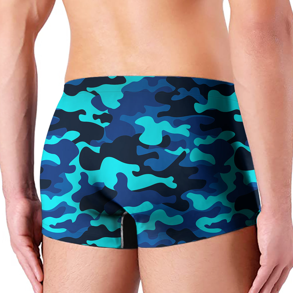 Blue And Black Camouflage Print Men's Boxer Briefs