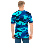 Blue And Black Camouflage Print Men's T-Shirt