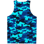 Blue And Black Camouflage Print Men's Tank Top