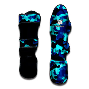 Blue And Black Camouflage Print Muay Thai Shin Guard