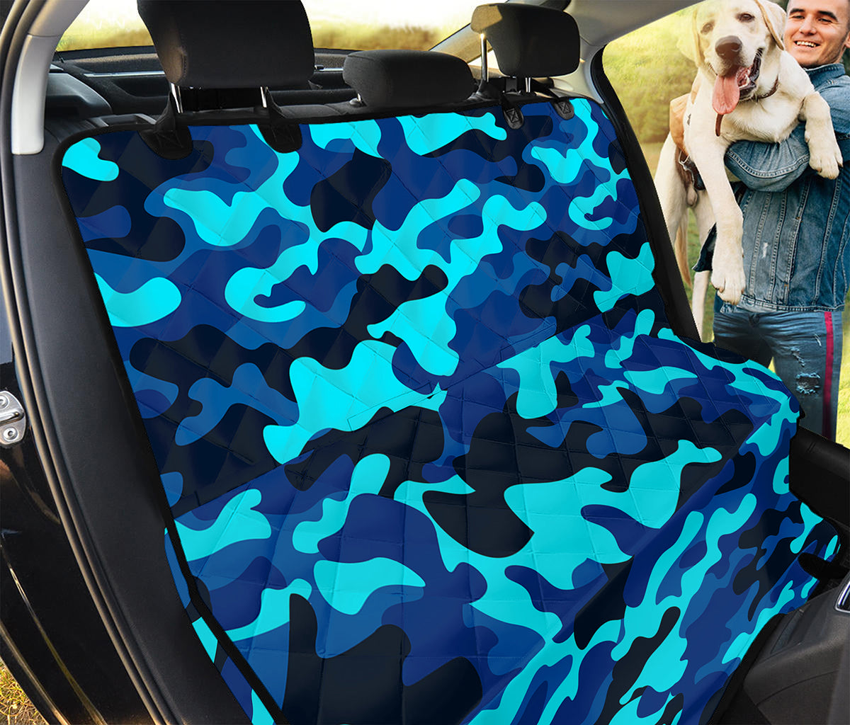 Blue And Black Camouflage Print Pet Car Back Seat Cover