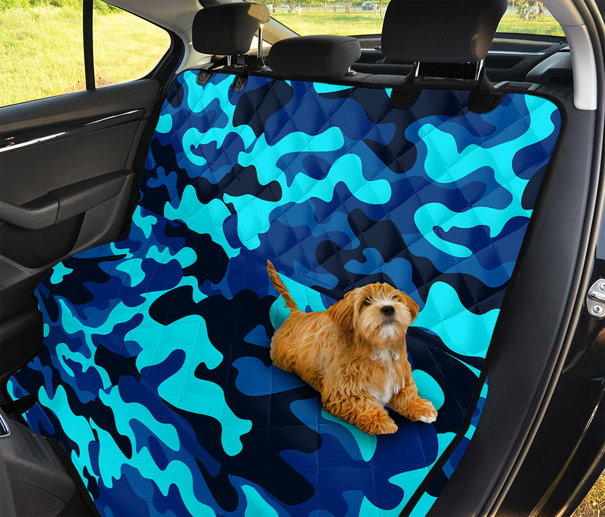 Blue And Black Camouflage Print Pet Car Back Seat Cover
