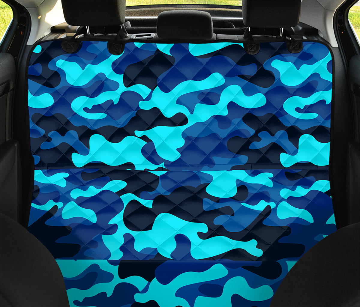 Blue And Black Camouflage Print Pet Car Back Seat Cover
