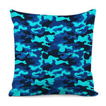 Blue And Black Camouflage Print Pillow Cover