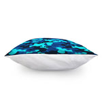 Blue And Black Camouflage Print Pillow Cover