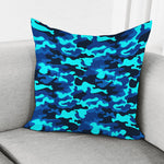 Blue And Black Camouflage Print Pillow Cover