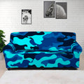 Blue And Black Camouflage Print Sofa Cover