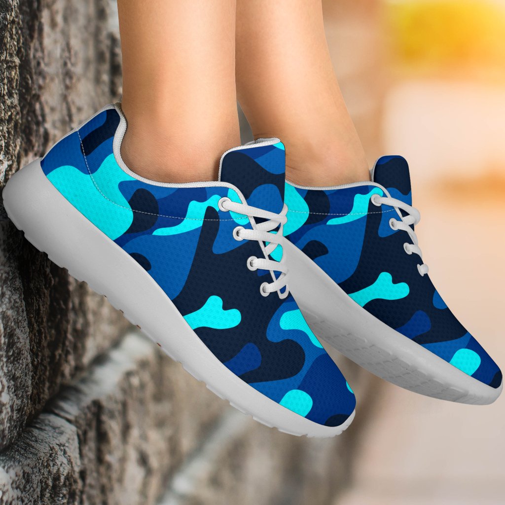 Blue And Black Camouflage Print Sport Shoes GearFrost