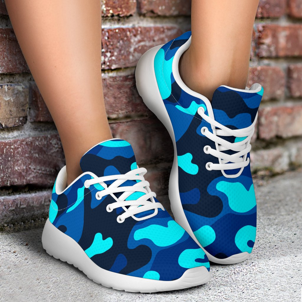 Blue And Black Camouflage Print Sport Shoes GearFrost