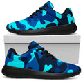 Blue And Black Camouflage Print Walking Shoes