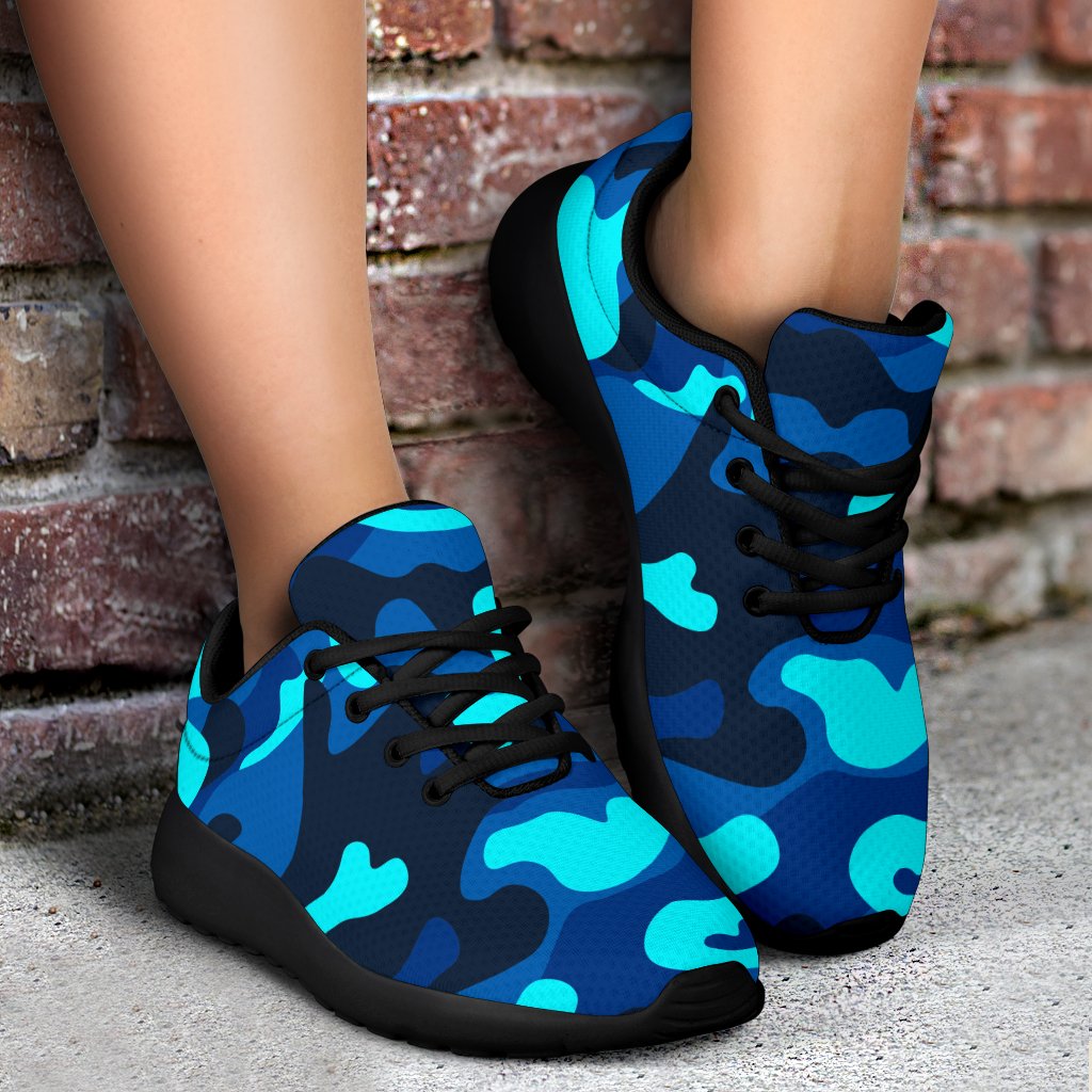 Blue And Black Camouflage Print Sport Shoes GearFrost