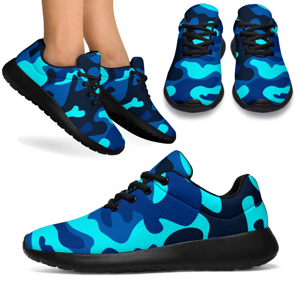 Blue And Black Camouflage Print Sport Shoes GearFrost