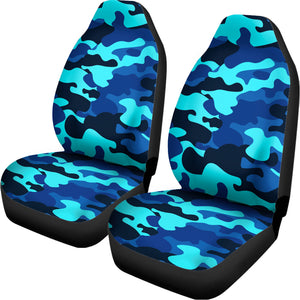 Blue And Black Camouflage Print Universal Fit Car Seat Covers