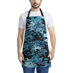 Blue And Black Digital Camo Print Apron