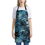 Blue And Black Digital Camo Print Apron