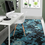 Blue And Black Digital Camo Print Area Rug