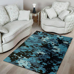 Blue And Black Digital Camo Print Area Rug