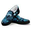 Blue And Black Digital Camo Print Black Slip On Sneakers
