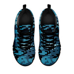 Blue And Black Digital Camo Print Black Sneakers
