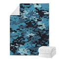 Blue And Black Digital Camo Print Blanket