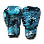 Blue And Black Digital Camo Print Boxing Gloves