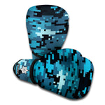Blue And Black Digital Camo Print Boxing Gloves