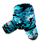 Blue And Black Digital Camo Print Boxing Gloves