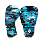 Blue And Black Digital Camo Print Boxing Gloves
