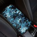 Blue And Black Digital Camo Print Car Center Console Cover