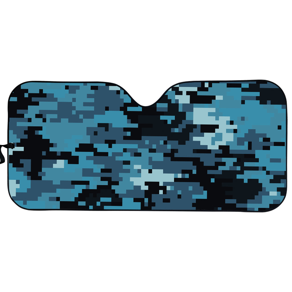 Blue And Black Digital Camo Print Car Sun Shade