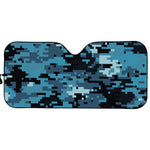 Blue And Black Digital Camo Print Car Sun Shade