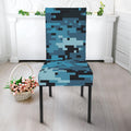 Blue And Black Digital Camo Print Dining Chair Slipcover