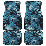Blue And Black Digital Camo Print Front and Back Car Floor Mats