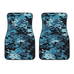 Blue And Black Digital Camo Print Front Car Floor Mats