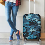 Blue And Black Digital Camo Print Luggage Cover