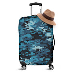 Blue And Black Digital Camo Print Luggage Cover