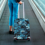 Blue And Black Digital Camo Print Luggage Cover