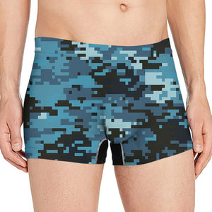 Blue And Black Digital Camo Print Men's Boxer Briefs