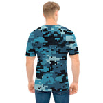Blue And Black Digital Camo Print Men's T-Shirt